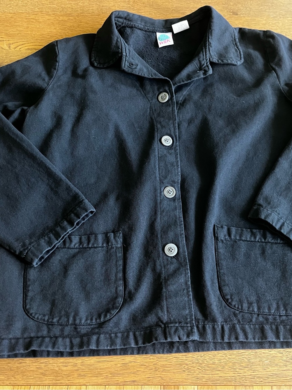Vintage 1980’s WEK Black Button-Down 100% Cotton Chore Coat. Rare find!! - Picture 9 of 13